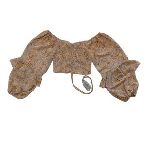 Style Rack Ruched Blue Paisley Top